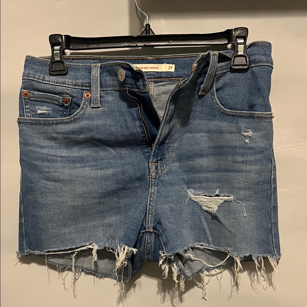 Levi's Blue Distressed Jean Shorts